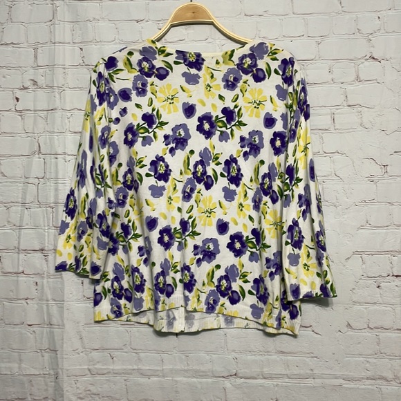 Notations floral scoop neck cardigan - Picture 6 of 7